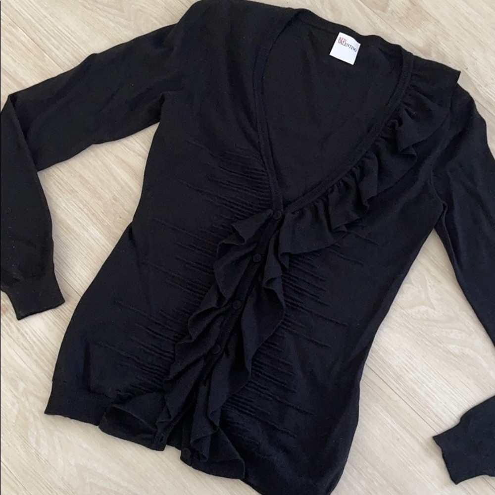 Red Valentino Black Wool Sweater Cardigan